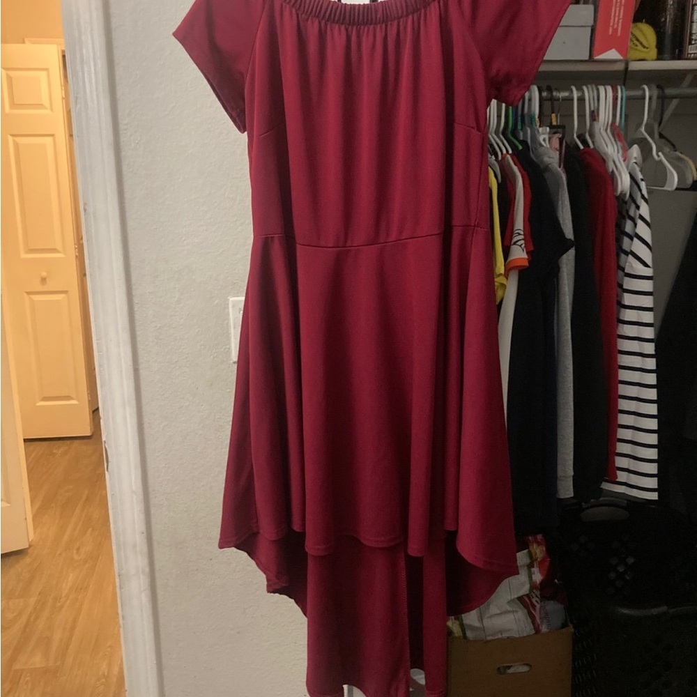 Elegant Burgundy High-Low Dress